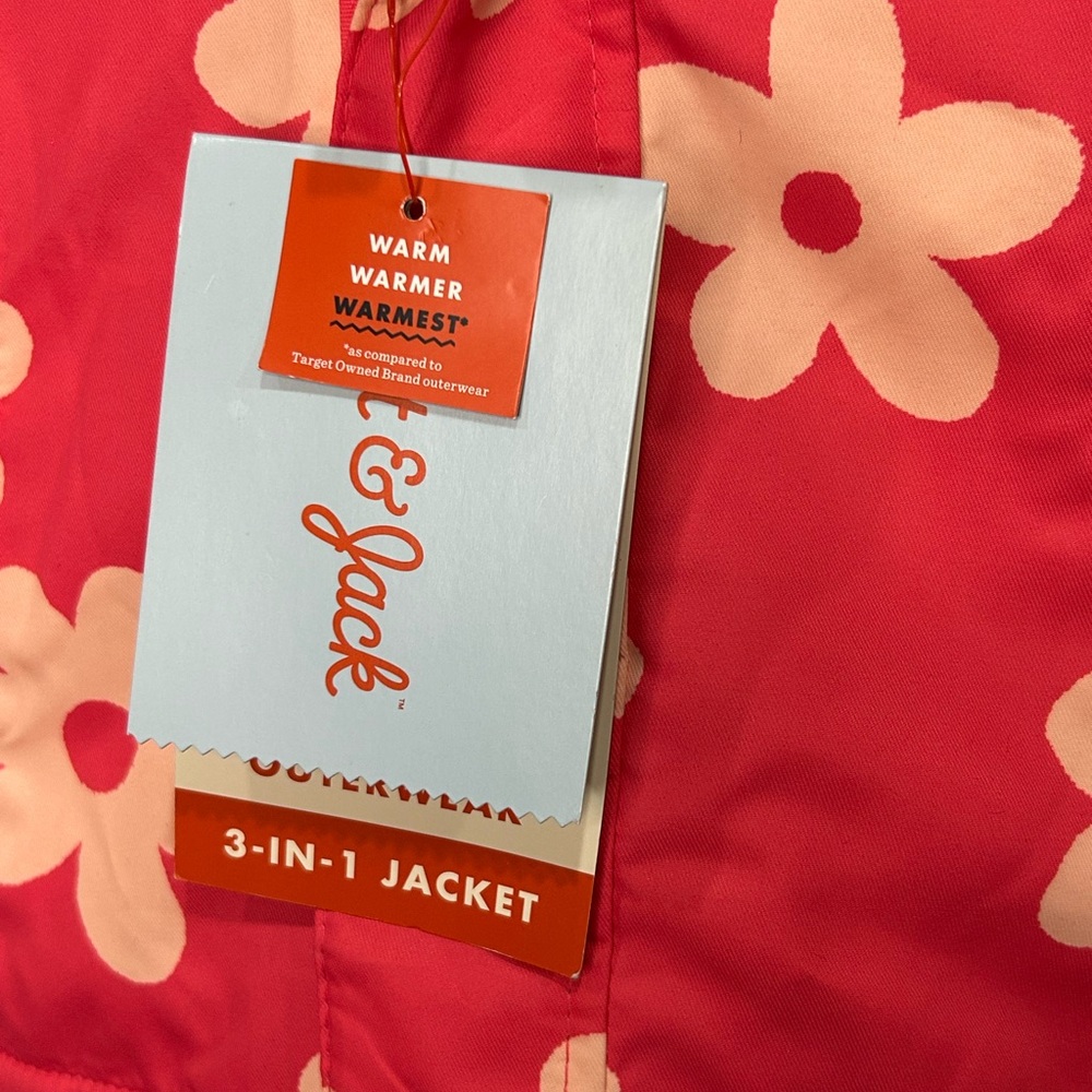 Cat & Jack Pink Floral 3-in-1 Hooded Jacket 3T NWT - Picture 5 of 7